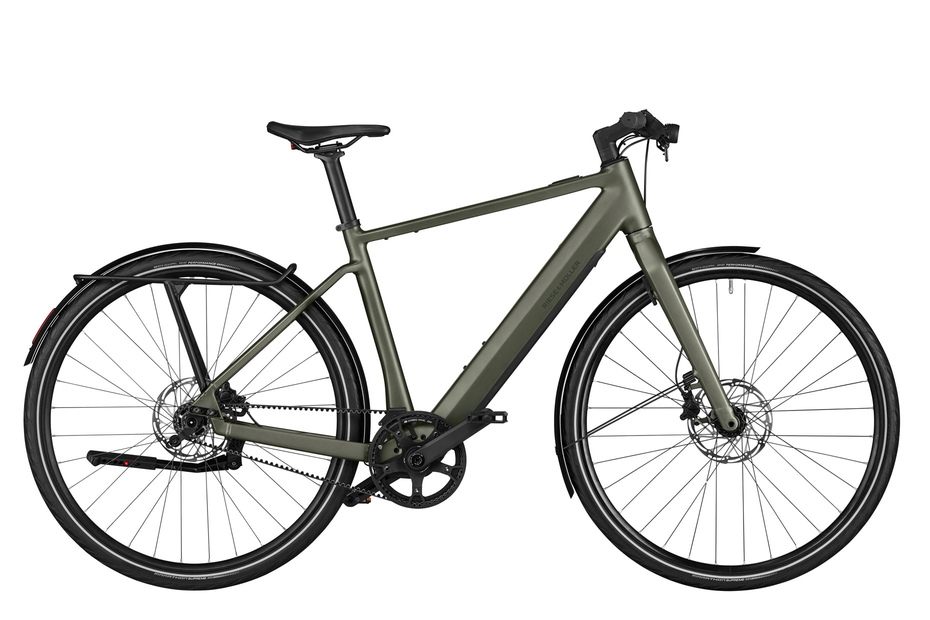 Riese & Müller UBN Five Touring, vélo de ville électrique, vu de profil.
